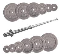 GYM MASTER Standard Bar and Cast Iron Weight Plates Set - 6ft barbell