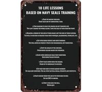 Gym Motivation Metal Sign 10 Life Lessons Based On Navy Seals Training Poster Retro Decor Art Man Cave Gym Indoor Outdoor Decor Gift For Women Men 12x16 Inch Plaque Tin Sign
