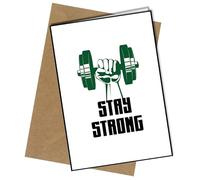 Gym Motivation Stay Strong Dumb Bell A5 Greeting Card | Envelope Included | Blank Inside | Unique Design | Personalised Free of Charge