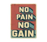 Gym Motivational Words Metal Tin Sign Retro Sign No Pain No Gain Tin Sign Home Gym Bedroom Garage Vintage Sports Poster Men Wall Art Decor 12x18 Inches