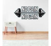 Gym No Pain No Gain Barbell Wall Sticker Art Home Decal Mural (90cm Width x 35cm Height)
