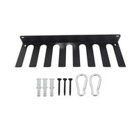 Gym Organizer Rack 8 Hook Wall Mounted Storage Rack Heavy Duty Carbon Steel Black Rustproof Powder Coating for Home Gym Equipment Bands Barbell Bars Jump Ropes 17 x 5 x 2 Inches