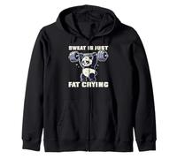 Gym Panda Sweat Is Fat Crying Funny Workout Men Women Kids Zip Hoodie