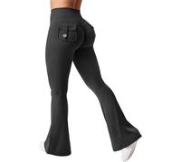 Gym Pants Workwear Pocket Pants Elastic High Waist Workout Pants Women Summer Fitness Sports Yoga Running Hip Lifting Stacked Jeans for Women (Black, XXL)