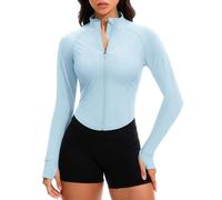 GYM RAINBOW Women's UPF 50+ Sun Protection Jacket Cooling Cropped Lightweight Sun Shirt Running Jacket Outdoor Hiking, #1 Blue Bell, S