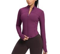 GYM RAINBOW Womens Zip Up Workout Jakcets Lightweight Slim Fit Running Athletic Jackets with Thumb Holes, #1 Magenta, Small
