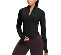 GYM RAINBOW Womens Zip Up Workout Jakcets Lightweight Slim Fit Running Athletic Jackets with Thumb Holes, #1 Black, Small