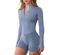 GYM RAINBOW Workout Jackets for Woman Lightweight Athletic Full Zip Running Jacket BBL Cropped Jackets Slim With Thumb Holes, #1 Air Blue, Small
