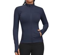 GYM RAINBOW Workout Jackets for Women, Full Zip Slim Fit Lightweight Athletic Running Sports Track Jacket with Pockets, 1-navy, M
