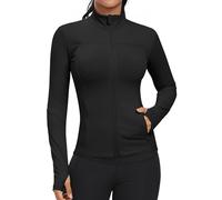 GYM RAINBOW Workout Jackets for Women, Full Zip Slim Fit Lightweight Athletic Running Sports Track Jacket with Pockets, 1-black, XS