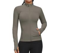 GYM RAINBOW Workout Jackets for Women, Full Zip Slim Fit Lightweight Athletic Running Sports Track Jacket with Pockets, Nomad, XL