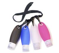 Gym Refillable Leak Proof Bottles Potable Travel Containers with Shower Lanyard,3.3 oz TSA Approved Squeezable Silicone Travel Tube Set for Gym Shampoo Lotion Soap(4 Pack Multi)