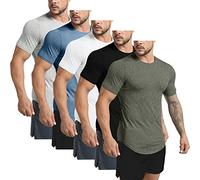 GYM REVOLUTION Men's Workout Gym Hipster Curved Hem T-Shirts Muscle Fitness Hip Hop T Shirt, Gymt01e/5pc/Set B, Large