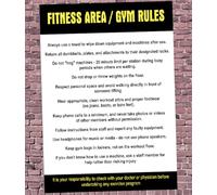 Gym Rules List of Rules For Gym Workout Suite Warning Sign Self Adhesive Gloss Sticker A2 594mm x 420mm V3