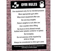 Gym Rules List of Rules For Gym Workout Suite Warning Sign Self Adhesive Gloss Sticker A3 size 420mm x 297mm V2