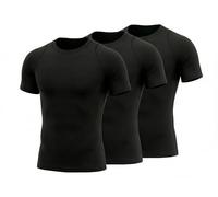 Gym & Running Mens Compression Top, 3 Pack Compression Shirt Men, 215GSM Base Layer Sports T-Shirt, Short Sleeve Athletic Muscle Fit, Quick Dry Sport Tee (UK Fit) Black