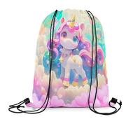 Gym Sackpack Cute Horse Sea Resistant Drawstring Bag Water-Resistant Draw String Back For Running Swim Yoga