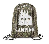 Gym Sackpack Happy Camping Large Capacity String Sackpack Scratch Drawstring Backpack For Yoga Shopping Swim