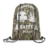 Gym Sackpack Happy Camping Resistant String Sackpack Versatile Draw String Back For Holidays Beach School