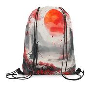 Gym Sackpack Japanese Samurai Scratch String Sackpack Resistant Drawstring Backpack For School Yoga Running