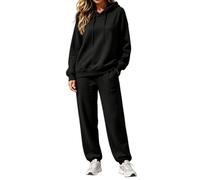 Gym Set Tracksuit Womens Full Set Plus Size Ladies Coordinates Trousers and Top Ladies Tracksuit Sets Lightweight Hoodies Women and Gym Sets Black