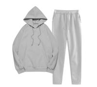 Gym Sets Women Cotton Long Sleeve Two Piece Tracksuit Set Sweatshirt & Joggers Lounge Wear Solid Color Daily Casual Sets Women Suits Suit Plus Size