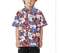 Gym Shirts, Children Beach Leisure Loose Comfortable Foreign Trade Comfortable Boys Collar Button Open Shirt Short Sleeve Shirt