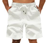 Gym Shorts for Men UK Quick-Drying Plain Lightweight Sweatpants Straight-Fit Breathable Halfpants Elasticated Waist Drawstring Jogger Short with Pocket Stylish Summer Pants for Workout White