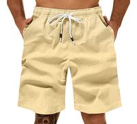 Gym Shorts for Men UK Quick-Drying Plain Lightweight Sweatpants Straight-Fit Breathable Halfpants Elasticated Waist Drawstring Jogger Short with Pocket Stylish Summer Pants for Workout Khaki