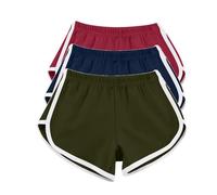 Gym Shorts for Women 3 Pack Solid Colour Elasticated Waist Yoga Shorts Plus Size Soft Comfort Casual Everyday Summer Workout Stretch Pants Sexy Scrunch Butt Holiday Hot Pants Beige