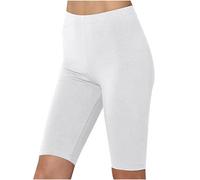 Gym Shorts for Women Biker Shorts Seamless Gym Leggings - Tummy Control, High Waisted Knee Length Yoga Pants Soft Comfort Sports Leggings for Running Yoga Cycle Workout Sport Sale White
