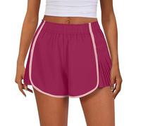 Gym Shorts for Women High Waisted Quick Dry Athletic Workout Shorts Contrast Color Pleated Running Shorts Casual Gym Sports Shorts Ladies Mini Shorts Elastic Waist Yoga Golf Tennis Short Pants