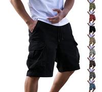 Gym Shorts Men Cotton 7 5 3 Inch White Cargo Shorts with Side Pockets Knee Length Cut Trousers Straight Practical Casual Style Jogging Bottoms for Daily Wear Mens Outdoor Travel Activities Workwear