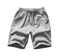 Gym Shorts Men, Mens Cargo Shorts Elasticated Waist Long, Pants for Mens Activewear Sports Short Work Pants for Men Joggers UK Classic Holiday Joggers Comfortable Solid Mesh Sports Grey