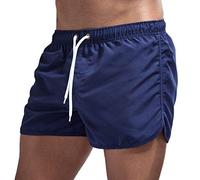 Gym Shorts Mens Elastic Sports Short with Drawstring Quick-Drying Jogger Pants Plain Lightweight Half Pants Summer Breathable Trunks Solid Color SweatShorts for Outdoors,Training M-2Xl Dark Blue