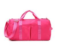 Gym Sports Duffle Bag - Waterproof Travel Duffel Bag with Wet Pocket and Shoes Compartment, Carry on Bag Holdall Bag for Sport Travel Training Hospital (Rose red)