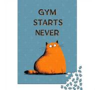 Gym Starts Never - Orange Cat Poster 1000-Piece Puzzle for Adults, 70x50cm/1000pcs; A Weekend Activity at Your Own Pace; White Cardboard for Simple Sorting