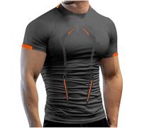 Gym T Shirts Compression Shirt Men Muscle Fit Sports Workout Short Sleeve T-Shirt Printed Tee Shirts Round Neck Summer Tops Mens Tshirts for Running Fitness Cycling and Training S-5XL