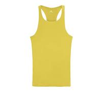 Gym Tank Tops for Men UK Sleeveless Crewneck Sports Vests Mens Solid Color Muscle Bodybuilding Work Out Basic Slim Fit Vest Lightweight Sweat Top Wicking Breathable Quick Dry Athletic Vests Yellow