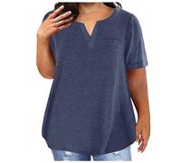 Gym Top Women Summer V Neck Sleeveless Tank Top Ribbed Slim Basic Shirts - Women's Casual Comfortable Knit V-Neck Splicing Pleated Sleeveless Vest Tops Camisole Tops for Women UK Basic (Navy,5XL)