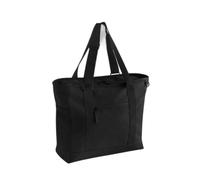 BagBase Circuit Gym Tote - Black, Recycled Polyester Gym Bag with PU Coated Base, Stretch Mesh Side Pockets, Zippered Front & Internal Pockets, Adjustable Straps, Made for Personalisation
