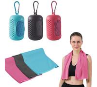Gym Towels, 3 Pack Cooling Towel Soft Microfiber with Portable Silicone Sleeves, Breathable Instant Towels, Microfiber Soft Quick Dry Gym Towel for Sport Camping Swim Fitness(30 x 90cm, 3 Colors)