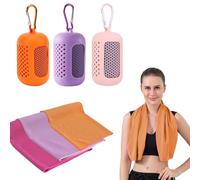 Gym Towels, 3 Pack Cooling Towel Soft Microfiber with Portable Silicone Sleeves, Breathable Instant Towels, Microfiber Soft Quick Dry Gym Towel for Sport Camping Swim Fitness(30 x 90cm, 3 Colors)