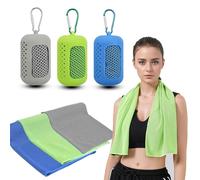 Gym Towels, 3 PCS Cooling Towel Soft Microfiber with Portable Silicone Sleeves, Microfiber Soft Quick Dry Gym Towel for Sport Camping Swim Fitness 30 x 90 cm Grey Blue Green