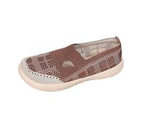 Gym Trainers Womens Casual Comfortable Cotton Lightweight Round Head Flat Heel Soft Bottom Casual Shoes Womens Casual Sandals (Khaki, 5)