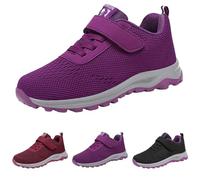 Gym Trainers Womens Wide Fit,Orthopedic Trainers,Wide Fit Adjustable Hook and Loop Jogging Shoes,Casual Running Shoes,Lightweight Low Top Athletic Sneakers,Non Slip Wedge Sneakers,Work Shoes Red