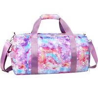 Gym Travel Duffle Bag for Girls - Gymnastics Sports Dance Bag with Shoe Compartment & Wet Pocket Unicorn Kids Travel Bag Teens Weekender Sleepover Carry On Bag, Galaxy Pink 1, S, Fashion