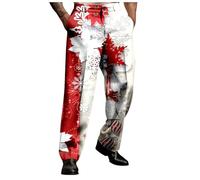 Gym Trousers Men - Male Merry Christmas Day Suit Trousers Holiday Printed Casual Novel Button Pants (Silver, XXL)