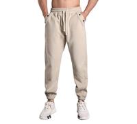Gym Trousers Men - Mens Autumn And Winter Sports Pants Loose Running Fitness Nine Point Pants Breathable Sports TTraining Pants Casual Pants Sweatpants (Beige, M)