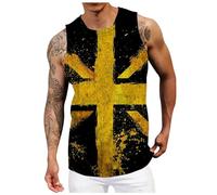 Gym Vest for Men UK - Breathable Sleeveless Shirt with 3D British Flag Print, Fitness Tank Top for Running, Workouts & Summer Activities (Dark Blue, L)